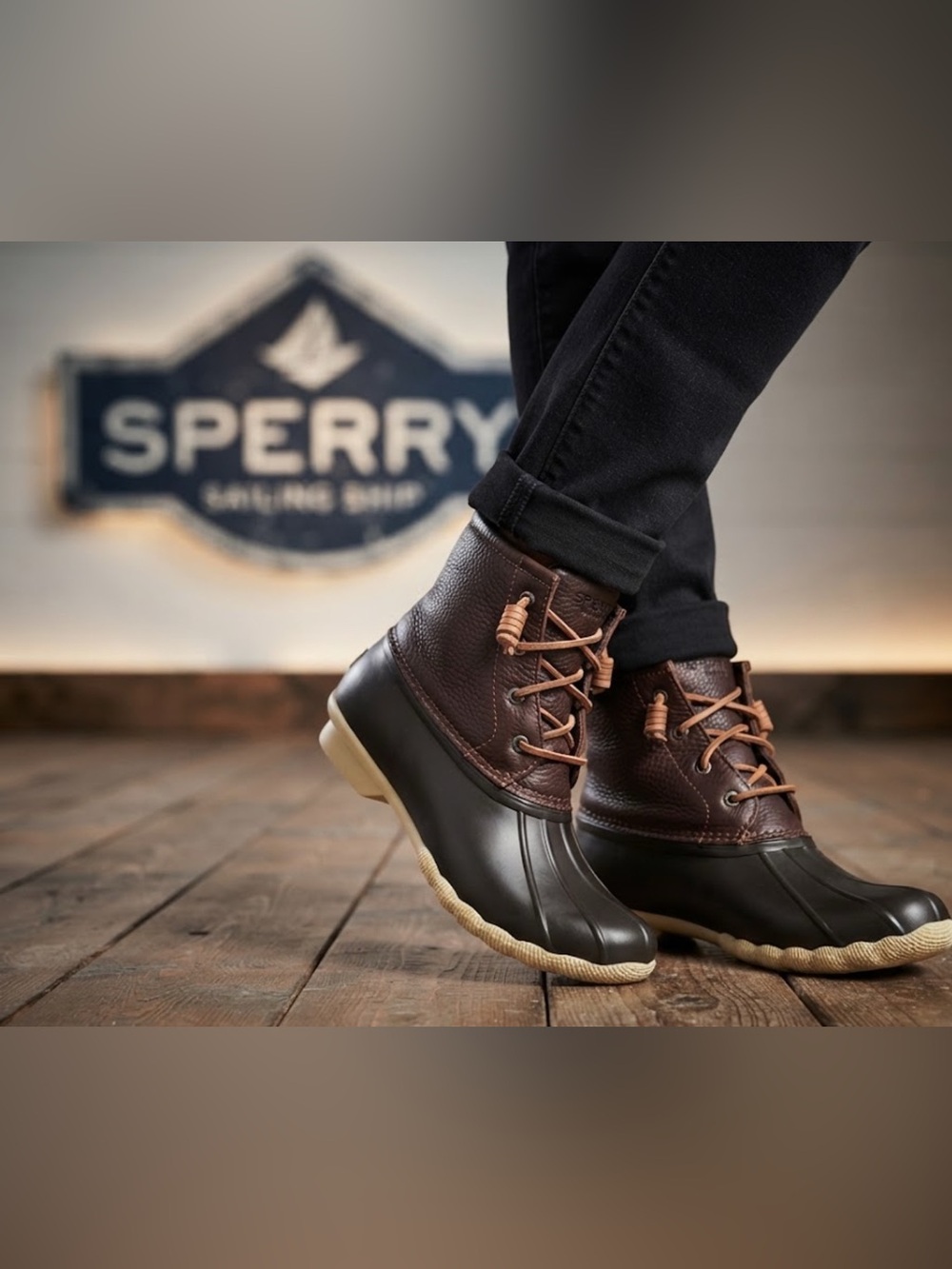 Authentic Sperry waterproof rubber rain duck boots sz 8.5